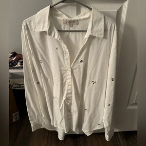 Loft XL bedazzled long sleeve button up shirt